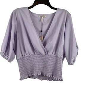 BCBGeneration Women Short Sleeve V-Neck Top Blouses Size L